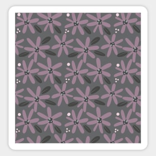 Cute pink and gray abstract flowers in a fun playful flowerpower pattern Sticker